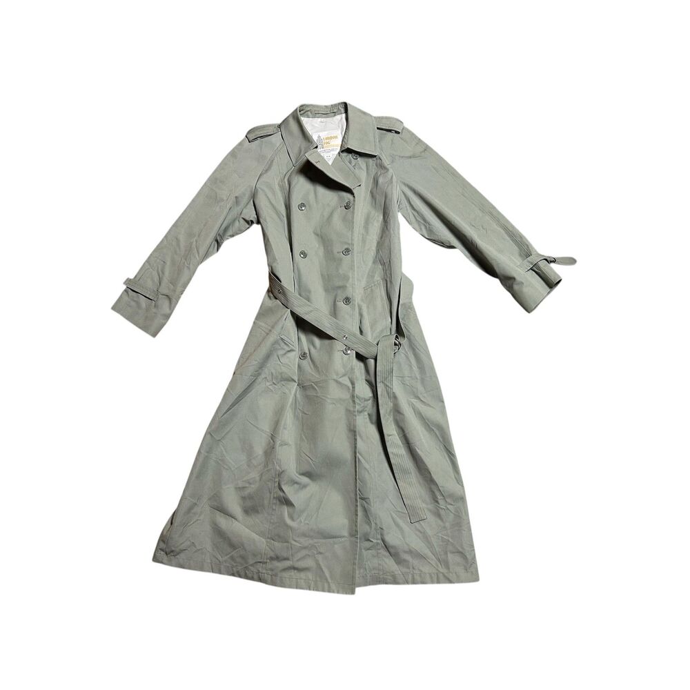 LONDON FOG, Women's Trench Coat, Gray/Green, Size 10 (Medium), Used